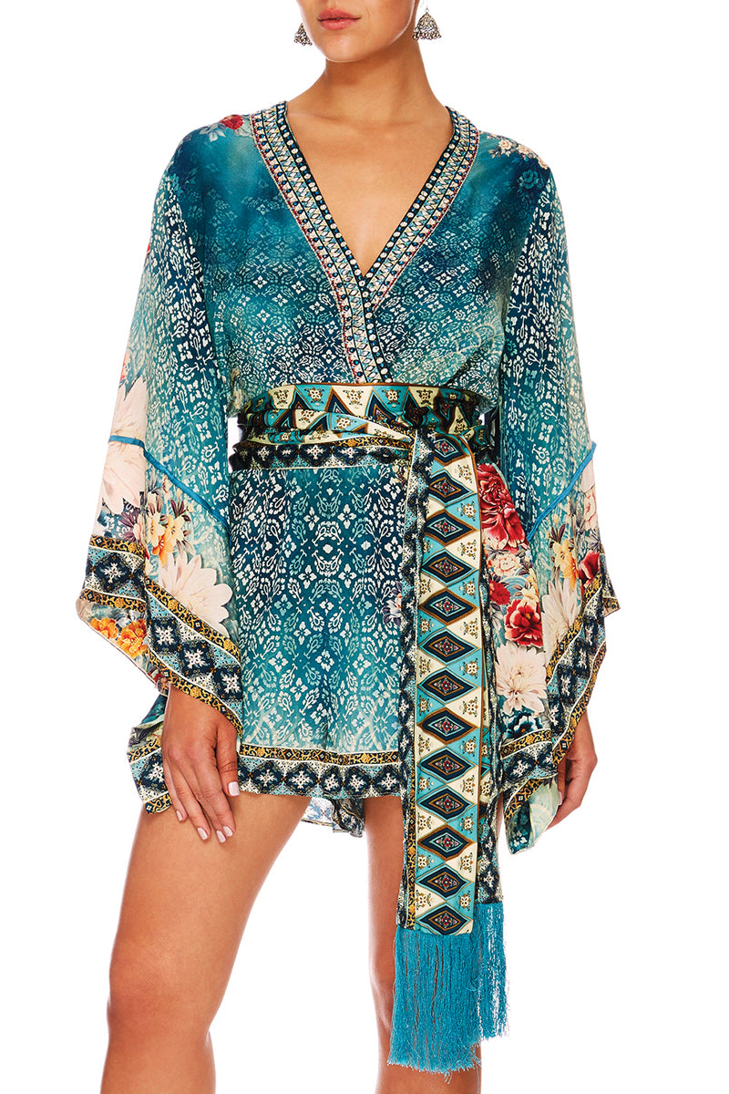 CAMILLA HER HEIRLOOM KIMONO SLEEVE PLAYSUIT W OBI BELT