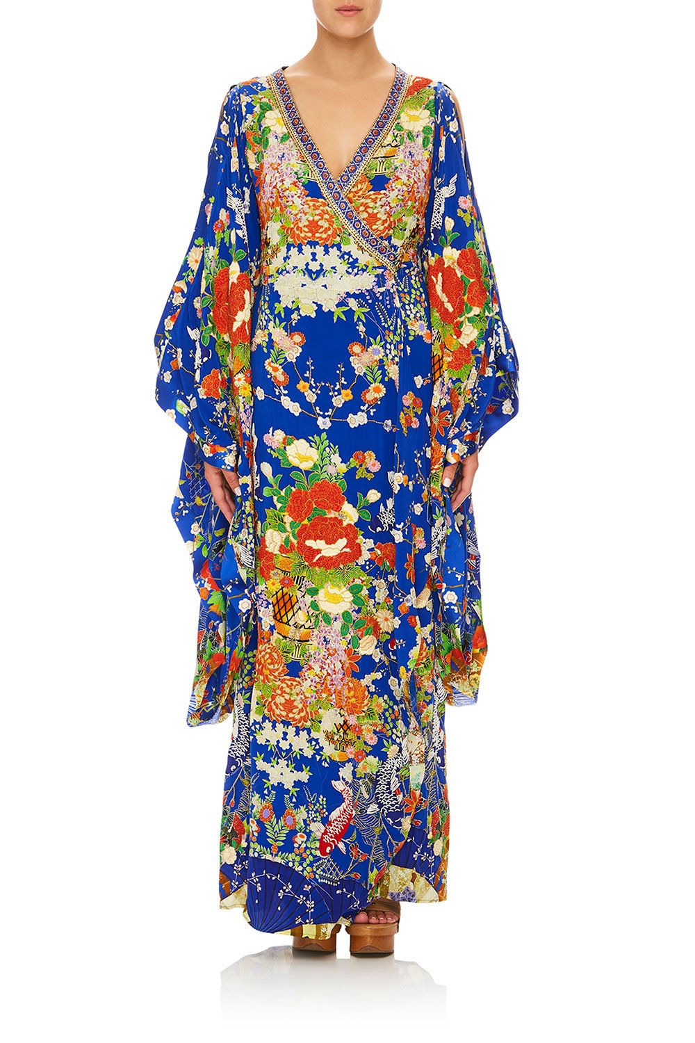 CAMILLA KIMONO W/ SPLIT SLEEVE PLAYING KOI