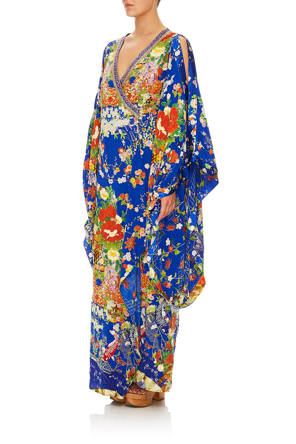 CAMILLA KIMONO W/ SPLIT SLEEVE PLAYING KOI