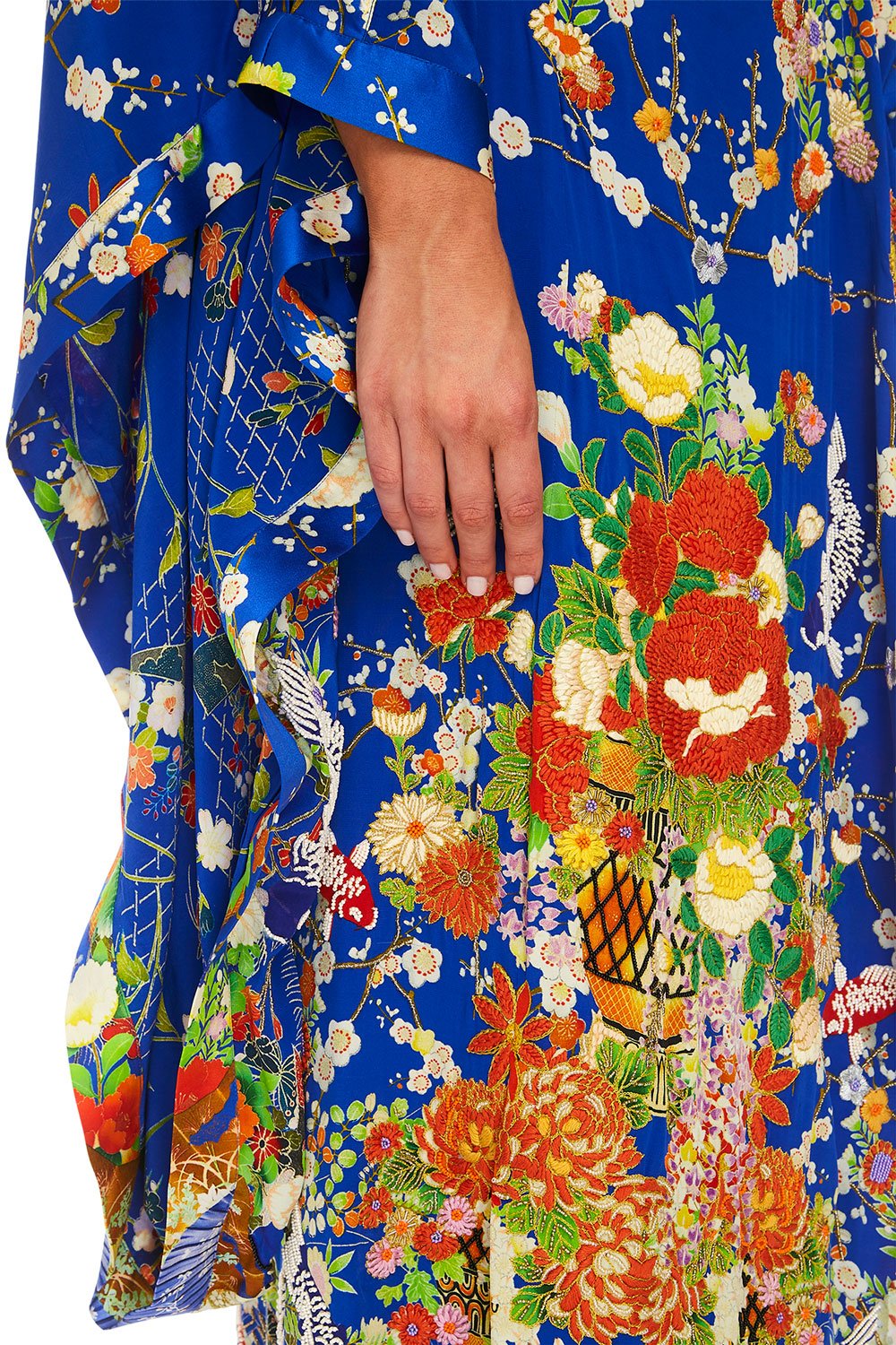 CAMILLA KIMONO W/ SPLIT SLEEVE PLAYING KOI