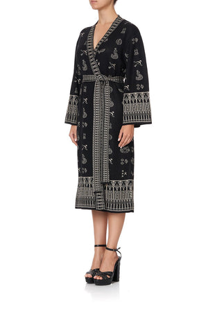 KNIT JACQUARD ROBE WITH WIDE SLEEVE COBRA KING