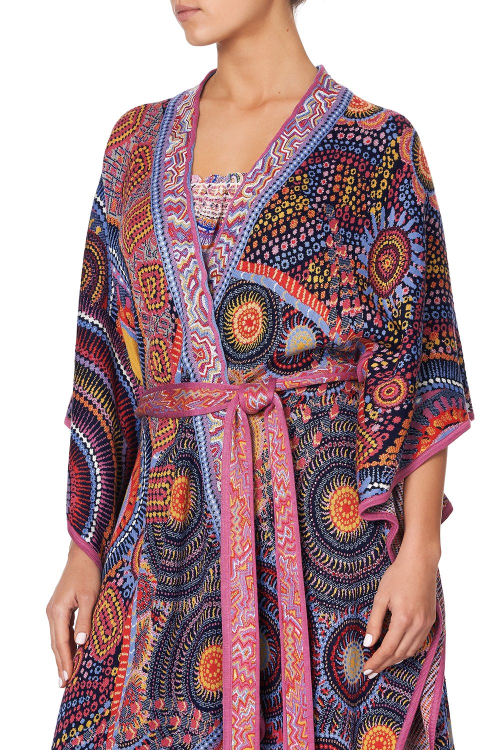 KNIT JACQUARD PONCHO WITH TIE WARLU DREAMING