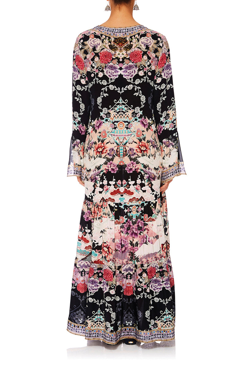 NIGHTS WITH HER LACE UP DRESS W TIERED HEM