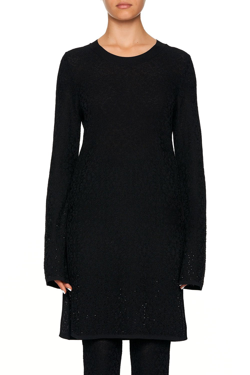 LACE KNIT TUNIC BLACK