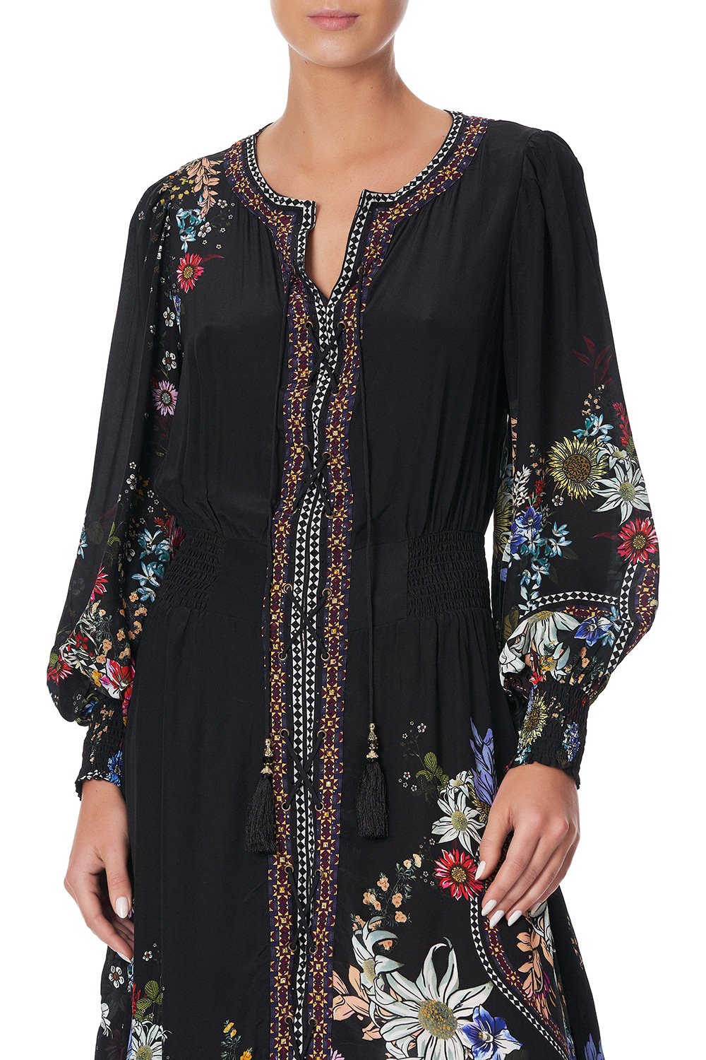 LACE UP DRESS WITH BLOUSON SLEEVE MS MATILDA