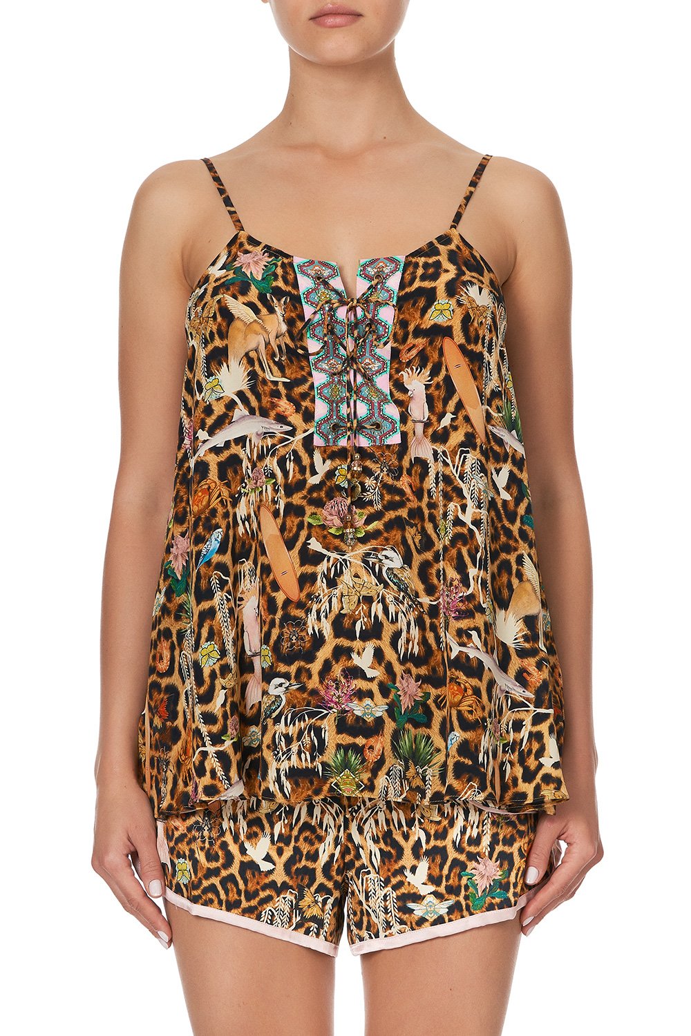 LACE UP FRONT CAMI FAUNA ELECTRO