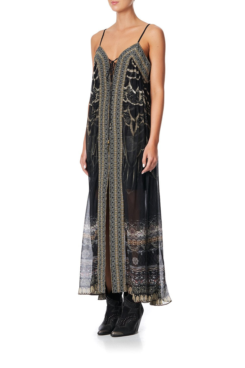 LACE UP FRONT DRESS UNDER A FULL MOON