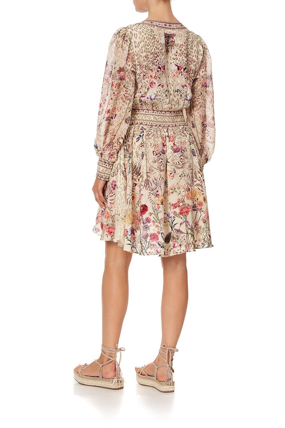 LACE UP SHIRRED WAIST DRESS DRIFTING DREAMER