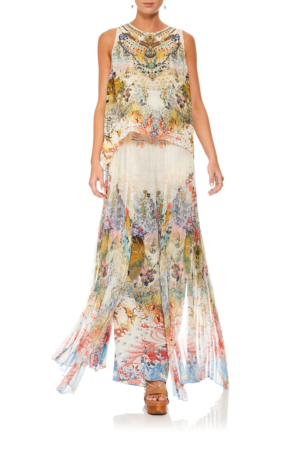 CAMILLA LADY LABYRINTH WIDE LEG PANT W PLEAT OVERLAY