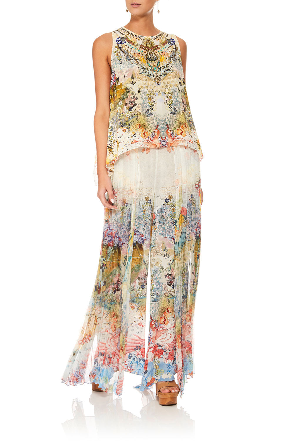 CAMILLA LADY LABYRINTH WIDE LEG PANT W PLEAT OVERLAY