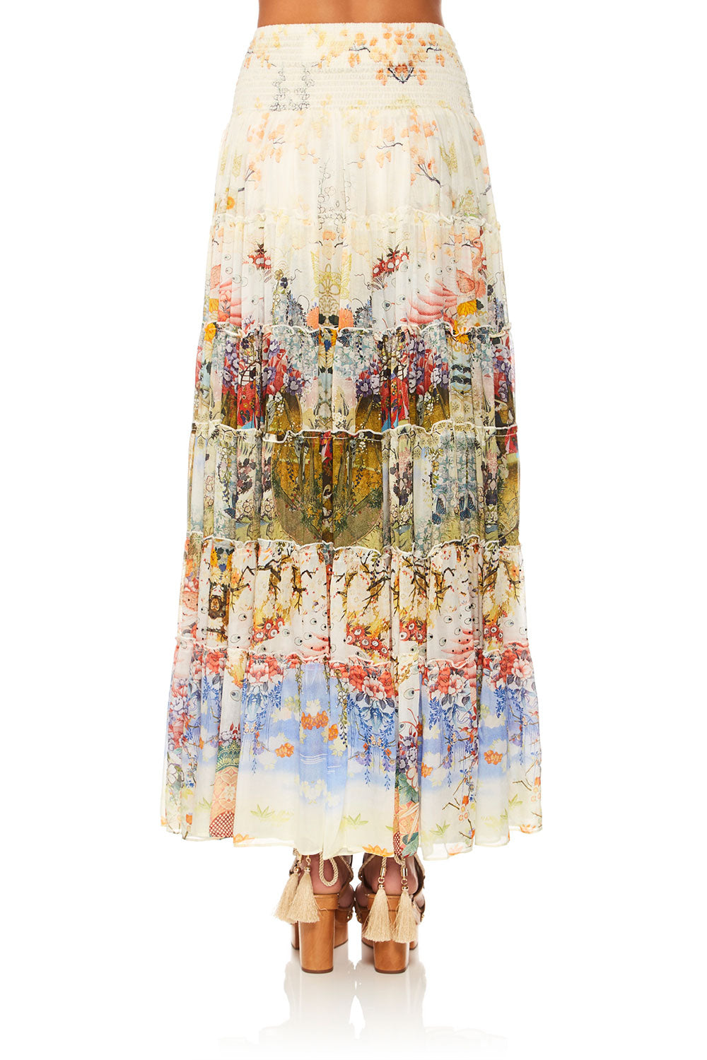 CAMILLA LADY LABYRINTH SHEER TIERED MAXI SKIRT