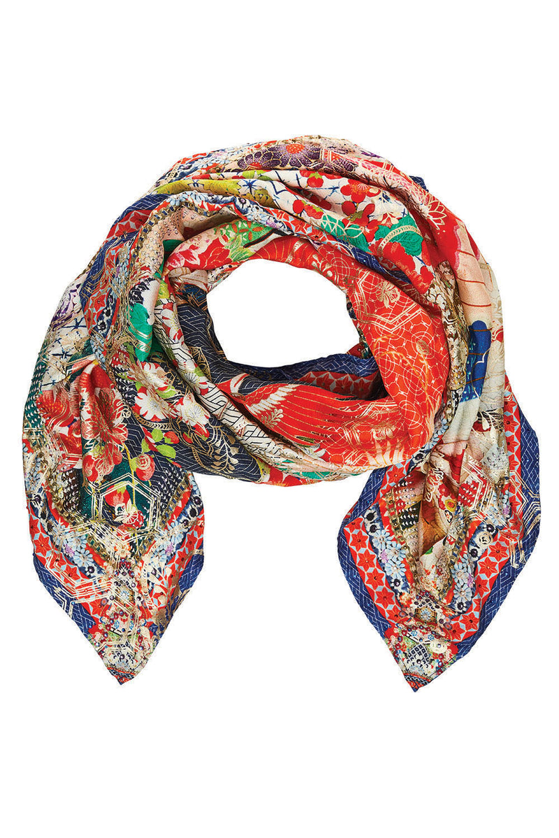 Double sided scarf geisha/fly