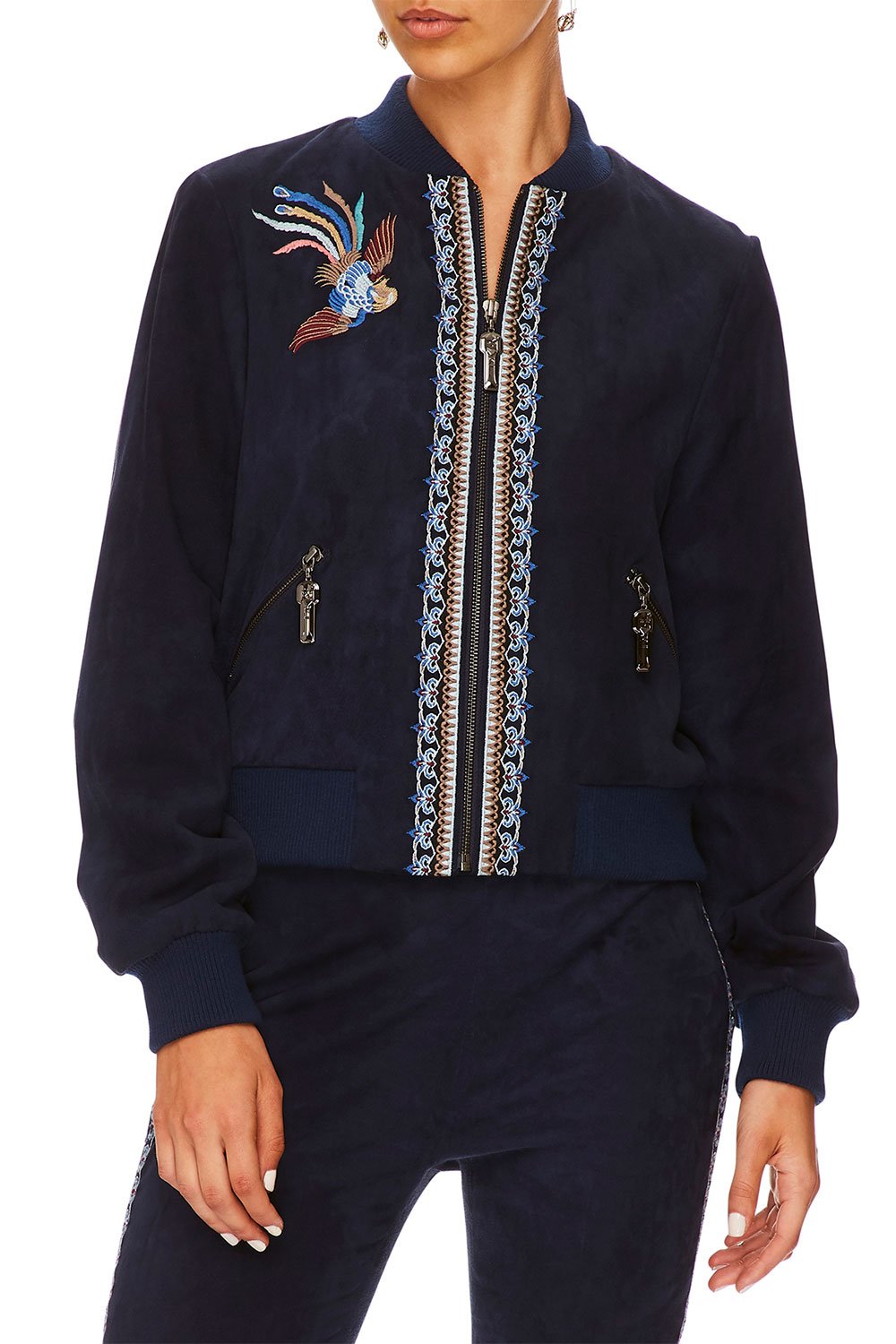 CAMILLA FOR THE FANS LEATHER BOMBER JACKET