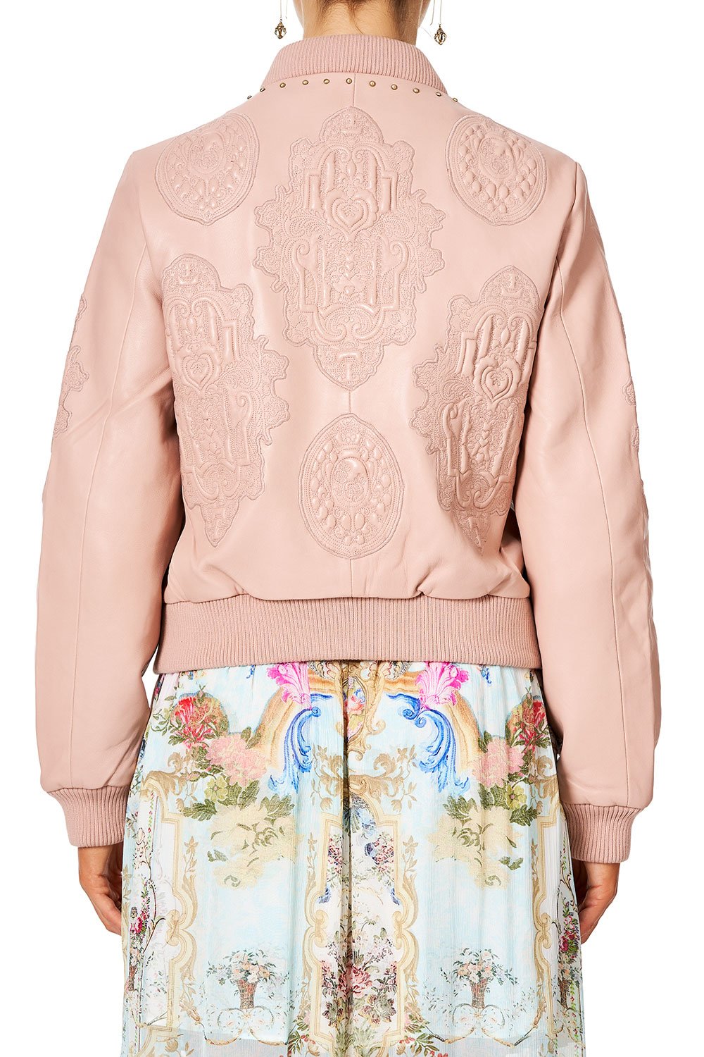 EMBELLISHED BLOUSON SLEEVE BOMBER VERSAILLES SKY