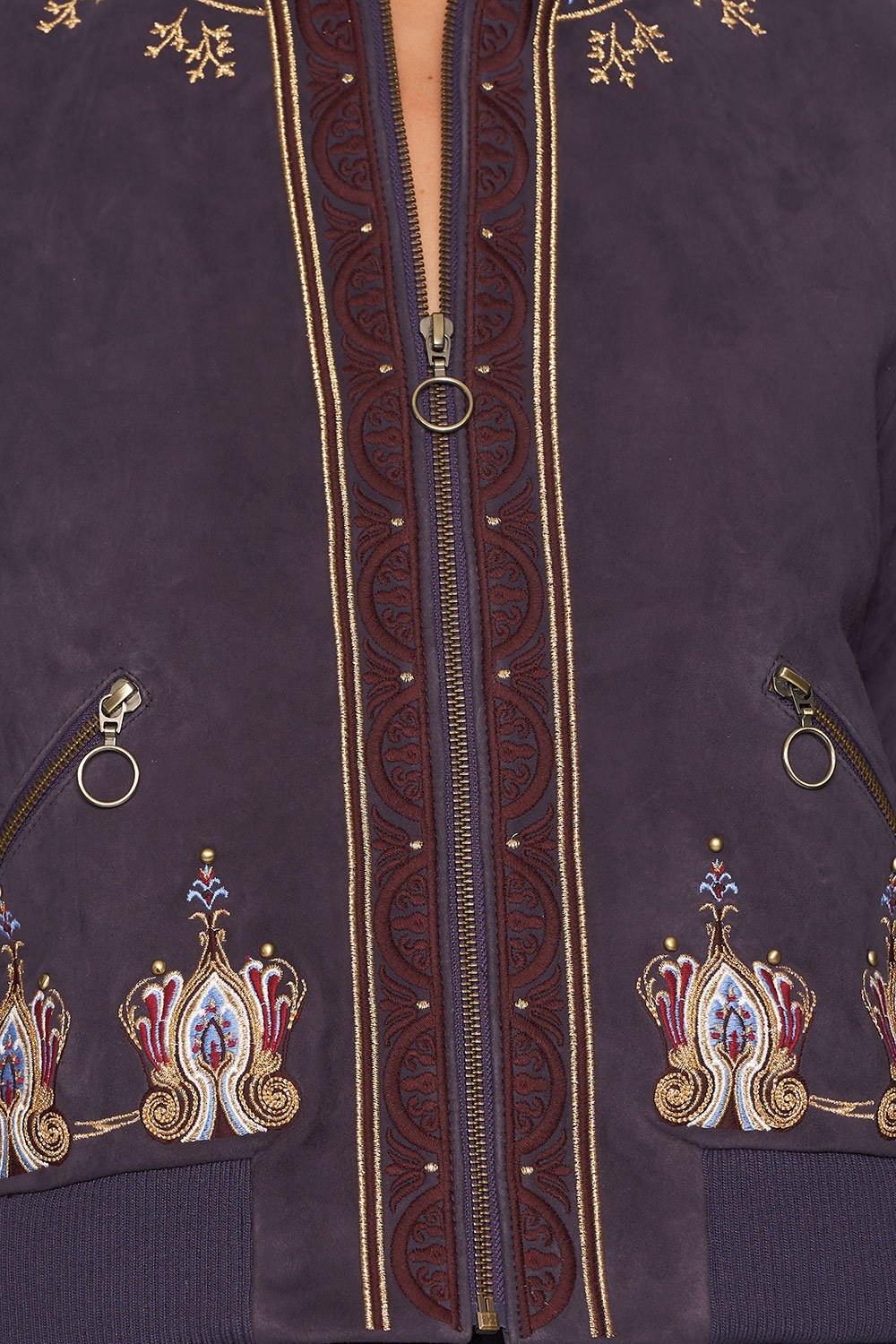 CAMILLA LEATHER BOMBER JACKET WILD FLOWER