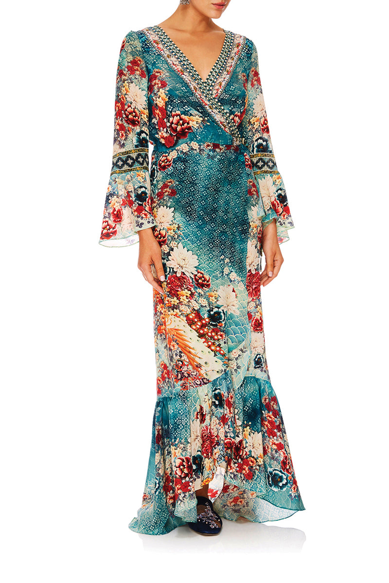 CAMILLA HER HEIRLOOM LONG SLEEVE WRAP DRESS