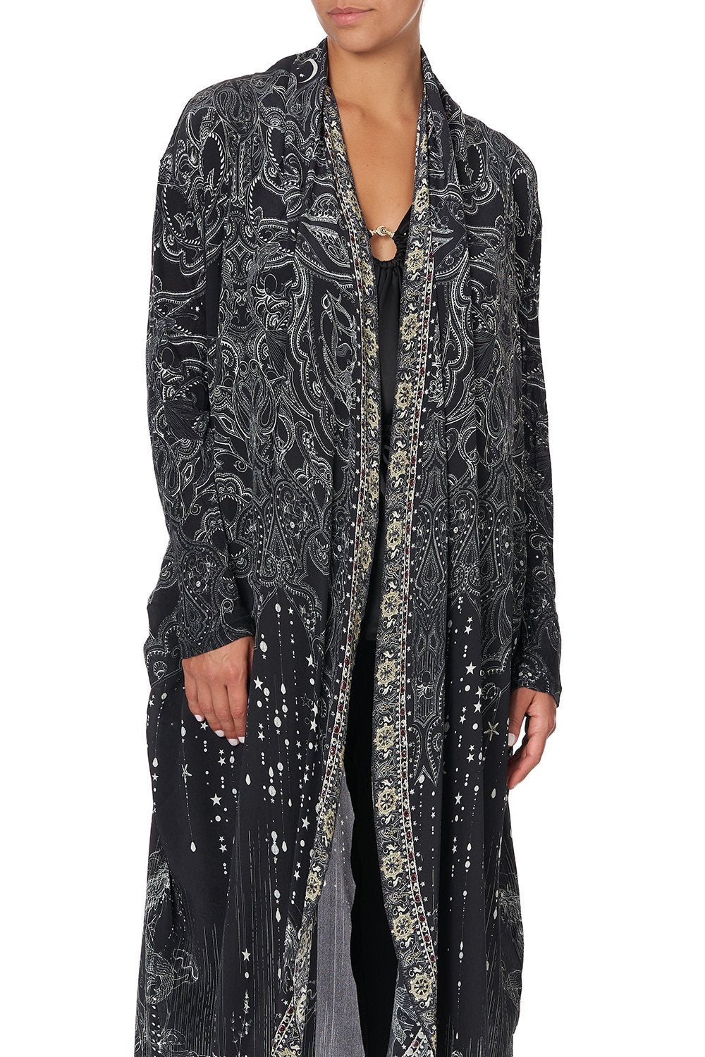 LONG CASUAL JACKET WITH POCKETS MIDNIGHT PEARL