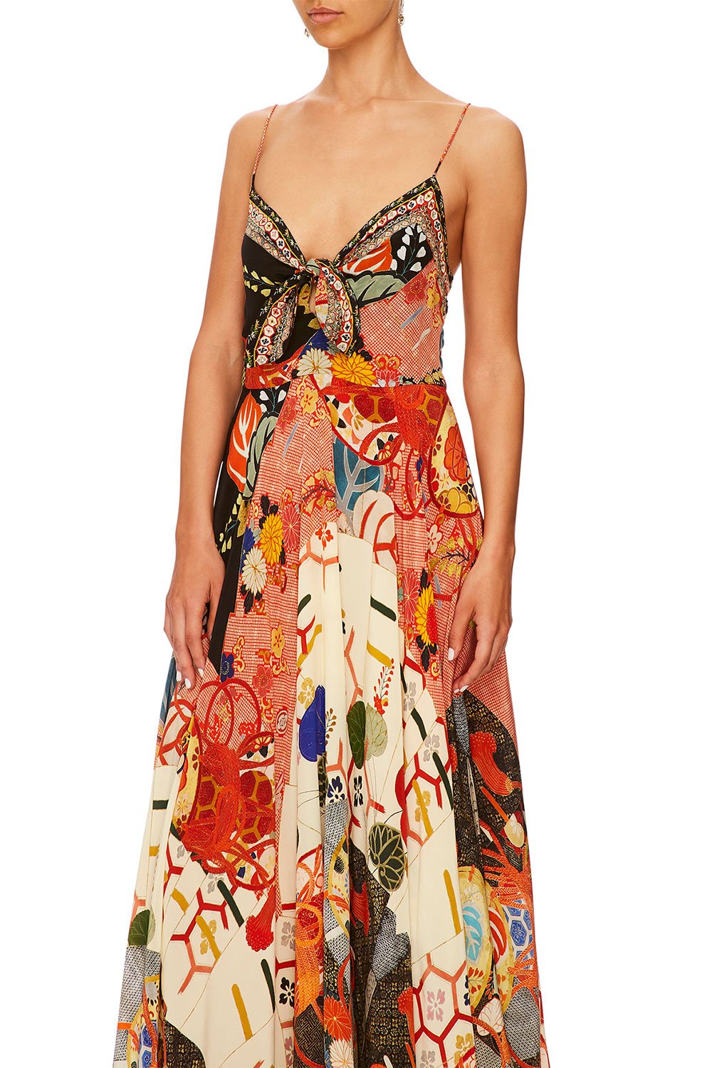 KISSING THE SUN LONG DRESS W TIE FRONT