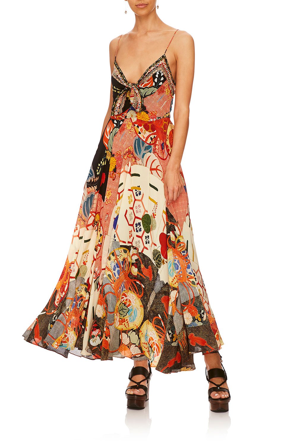 KISSING THE SUN LONG DRESS W TIE FRONT