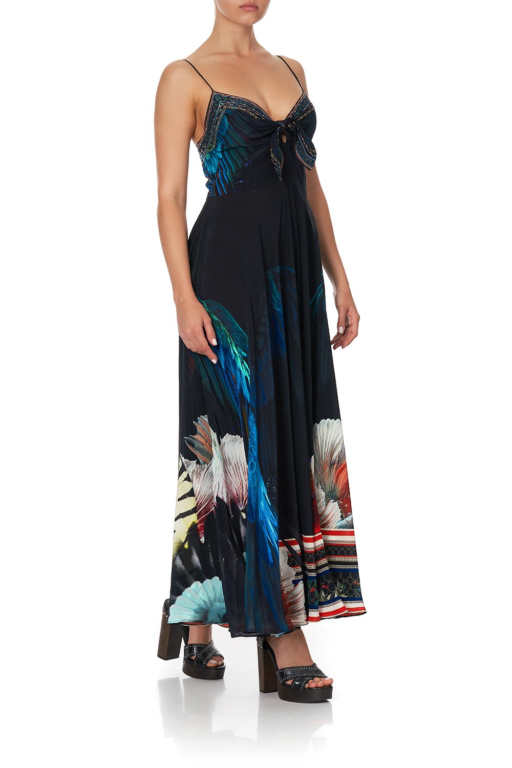 LONG DRESS WITH TIE FRONT NIGHT FLIGHT