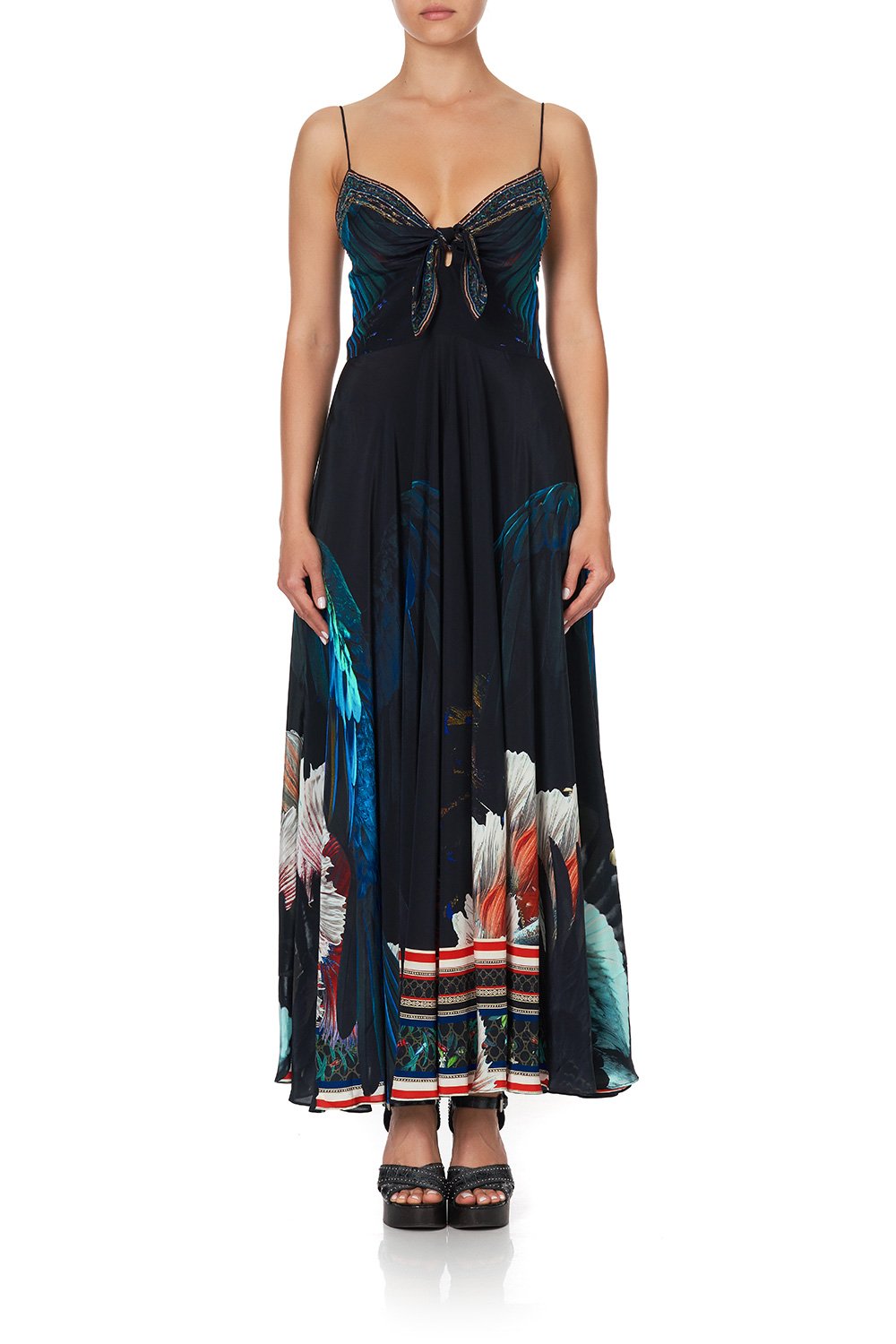 LONG DRESS WITH TIE FRONT NIGHT FLIGHT