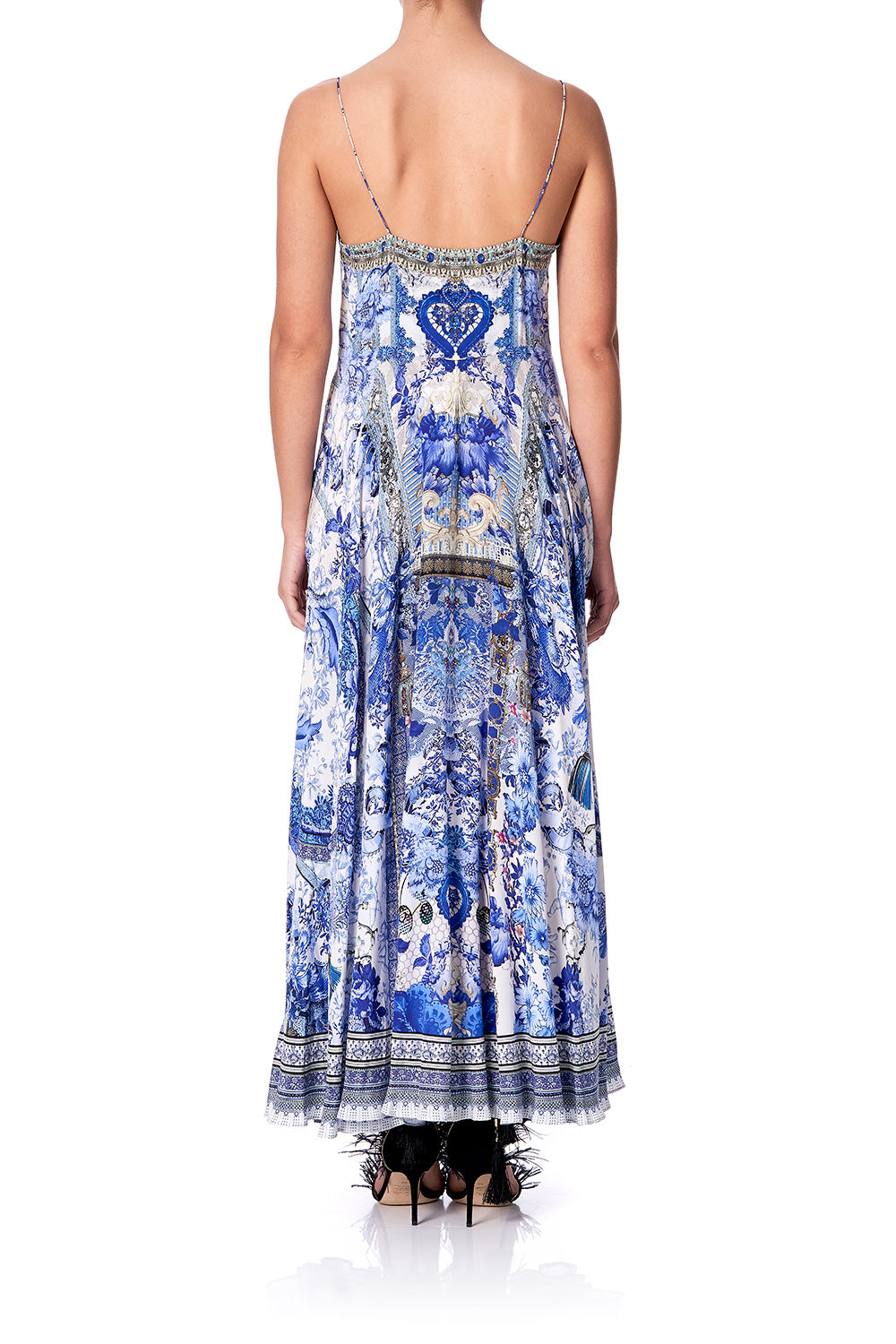 LONG DRESS WITH TIE FRONT PAINTED PROVINCIAL – CAMILLA