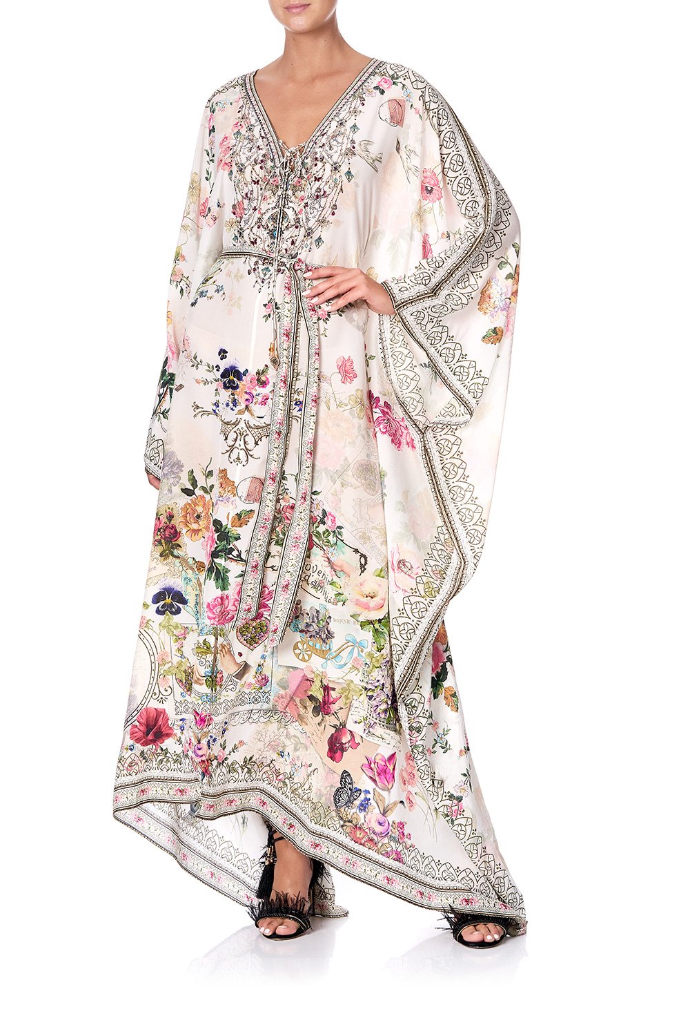 SPLIT HEM LACE UP KAFTAN JARDIN POSTCARDS