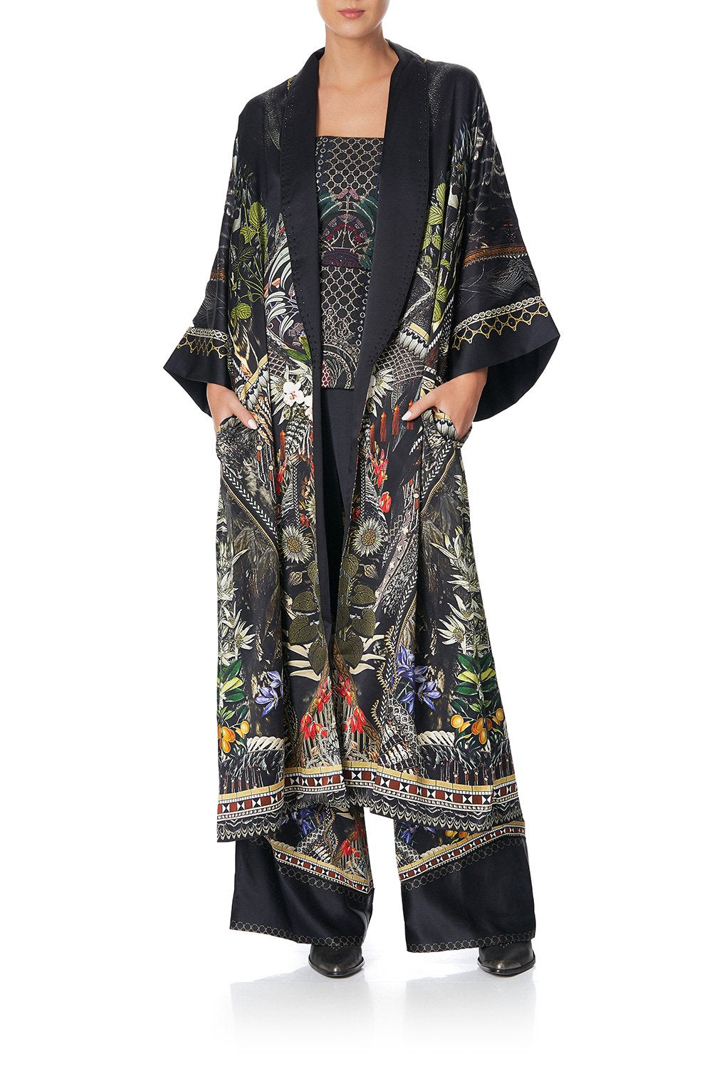 LONG ROBE WITH NARROW COLLAR BOTANICAL CHRONICLES