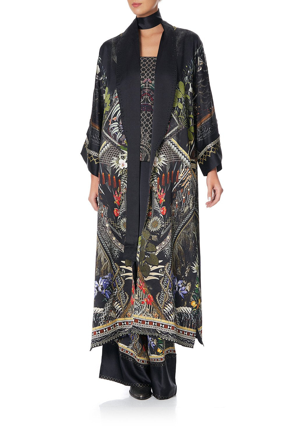 LONG ROBE WITH NARROW COLLAR BOTANICAL CHRONICLES