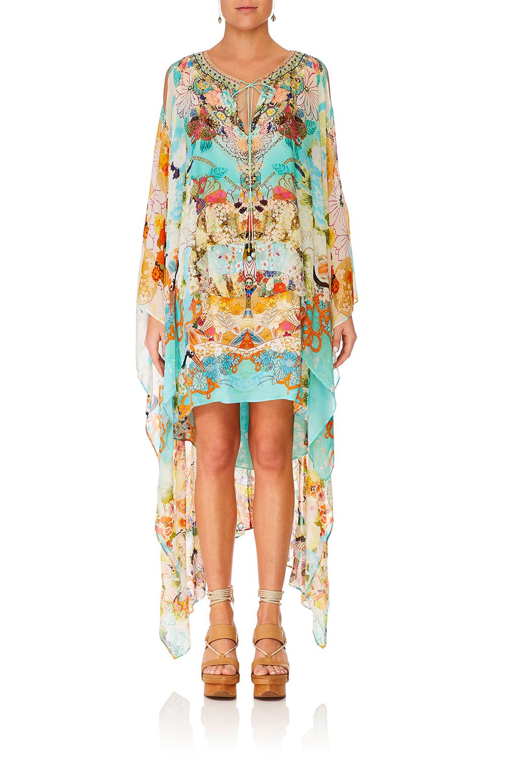 CAMILLA RETROS RAINBOW LONG SHEER OVERLAY DRESS