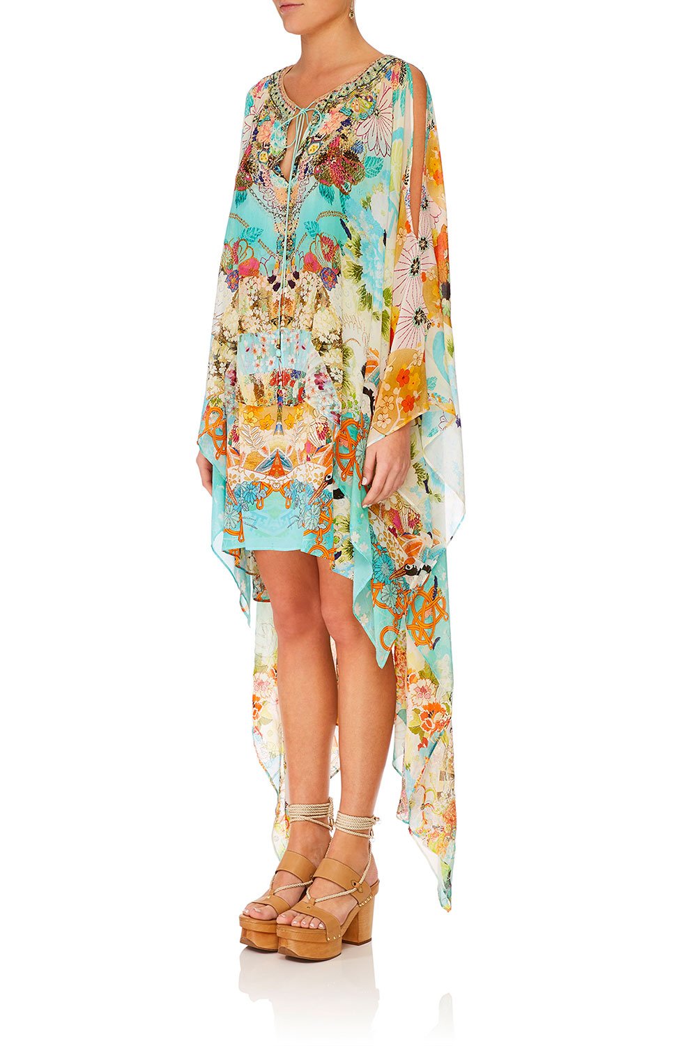 CAMILLA RETROS RAINBOW LONG SHEER OVERLAY DRESS