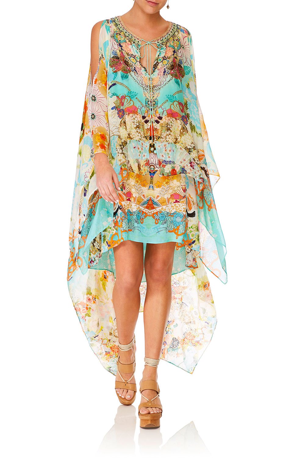 CAMILLA RETROS RAINBOW LONG SHEER OVERLAY DRESS