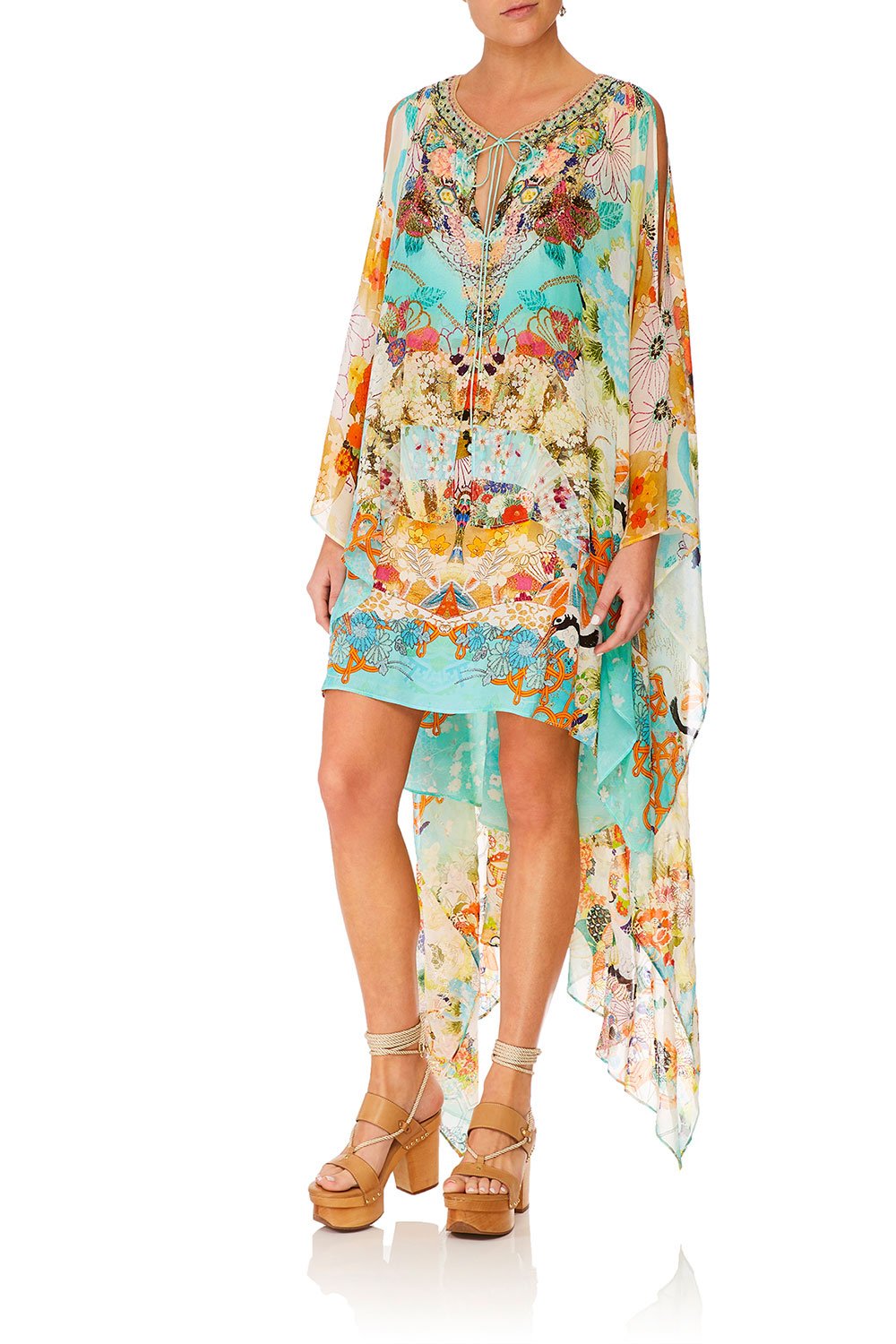 CAMILLA RETROS RAINBOW LONG SHEER OVERLAY DRESS