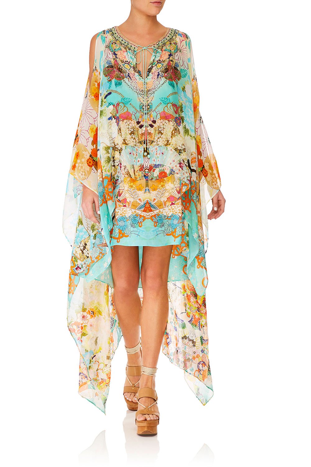 CAMILLA RETROS RAINBOW LONG SHEER OVERLAY DRESS