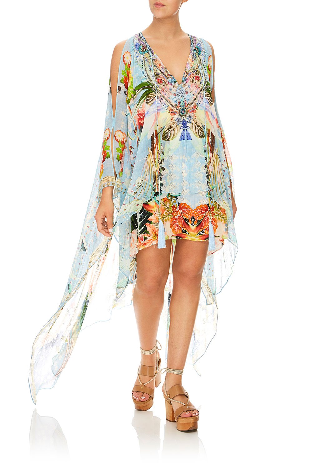 CAMILLA THE STILL ABYSS LONG SHEER OVERLAY DRESS