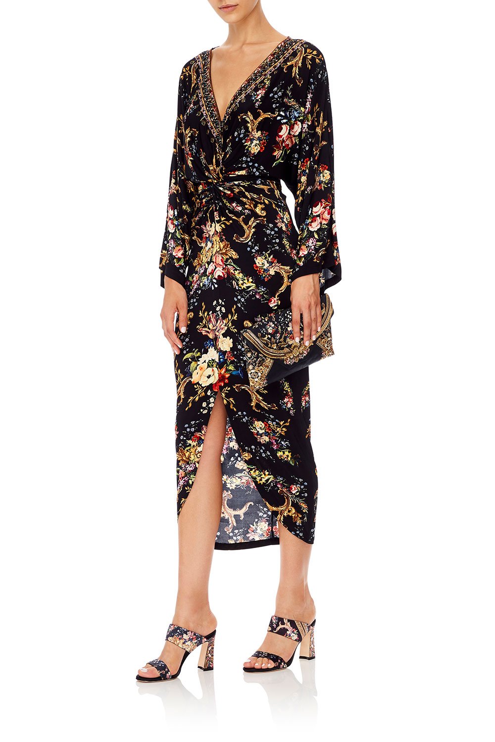 CAMILLA LONG SPLIT FRONT TWIST DRESS FRIEND IN FLORA