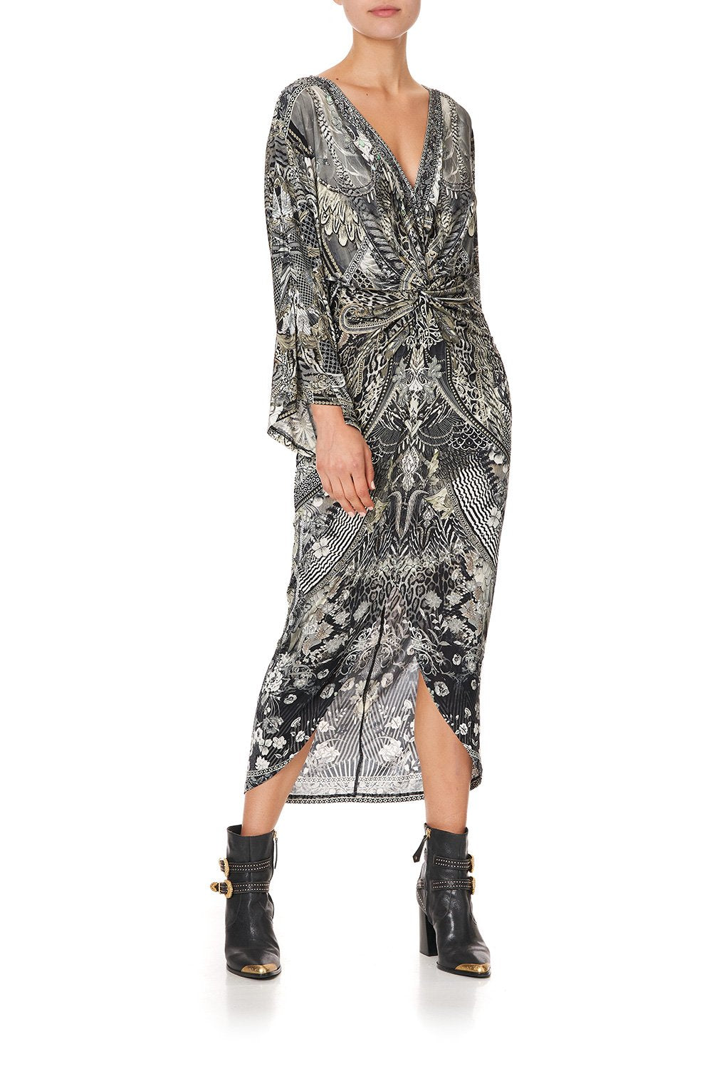 LONG SPLIT FRONT TWIST DRESS ONE TRIBE