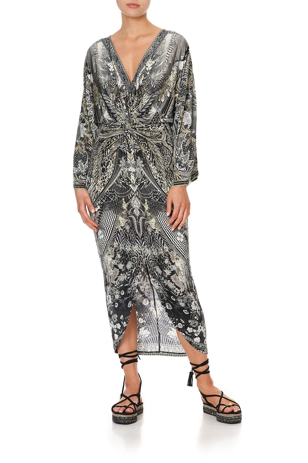 LONG SPLIT FRONT TWIST DRESS ONE TRIBE