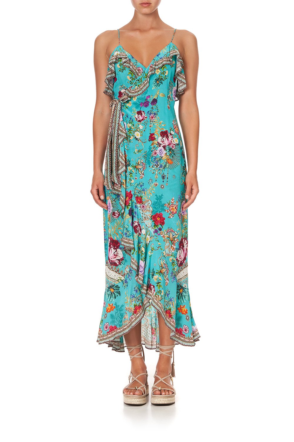 LONG WRAP DRESS WITH FRILL A SONNET FOR SATINE