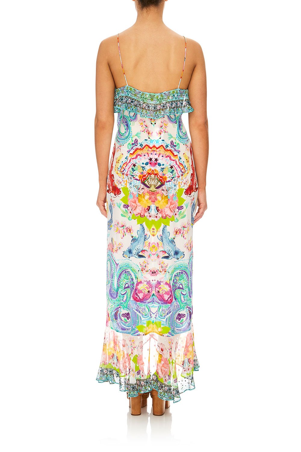 CAMILLA DRAGON DIVINITY LONG WRAP DRESS W/ FRILL