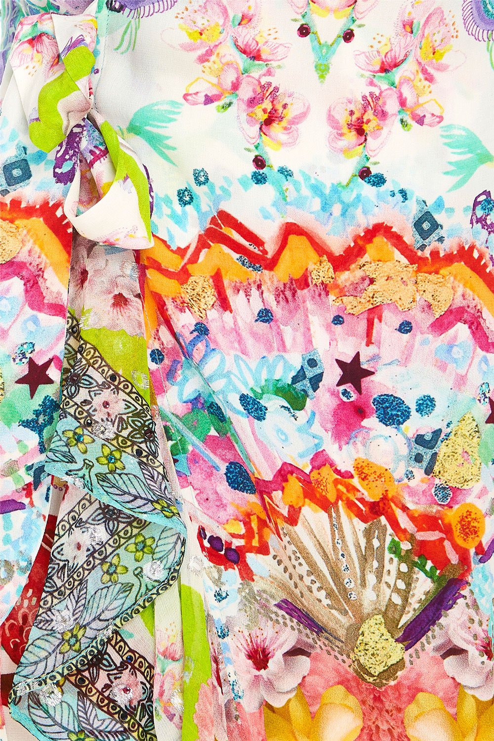 CAMILLA DRAGON DIVINITY LONG WRAP DRESS W/ FRILL