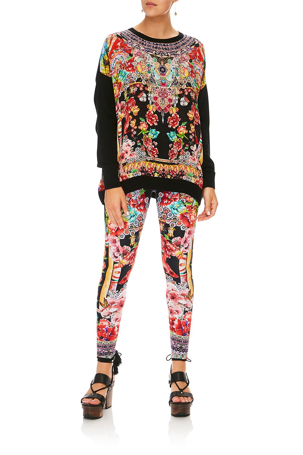 CAMILLA PAINTED LAND LOOSE FIT JUMPER W/ KNIT FRONT