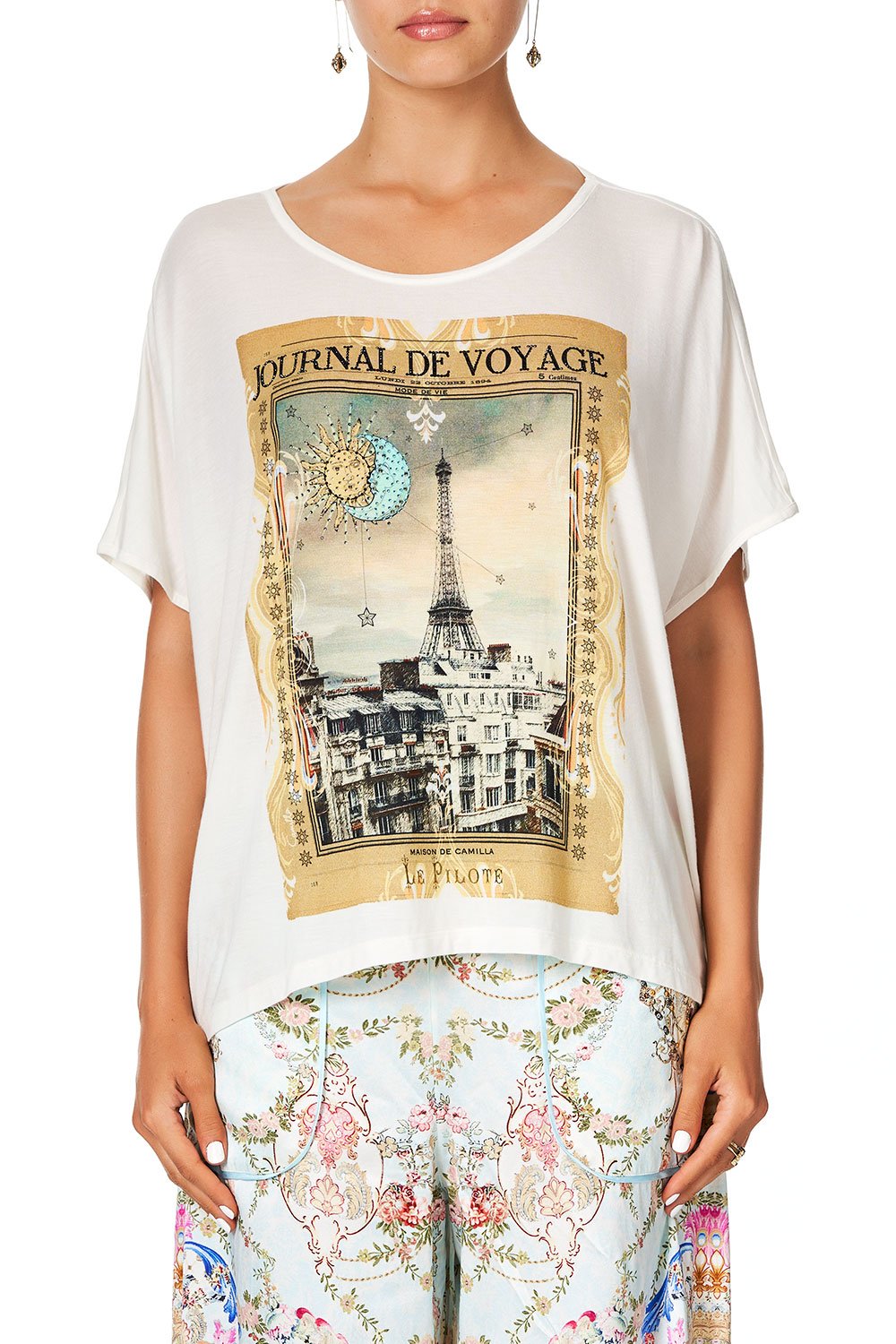 CAMILLA LOOSE FIT ROUND NECK TEE VERSAILLES SKY