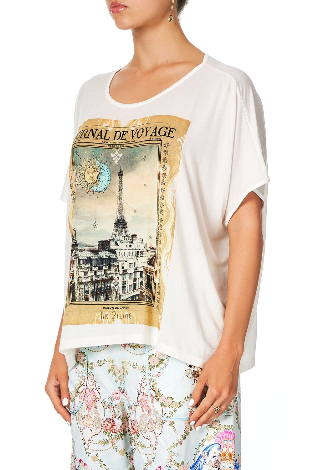 CAMILLA LOOSE FIT ROUND NECK TEE VERSAILLES SKY