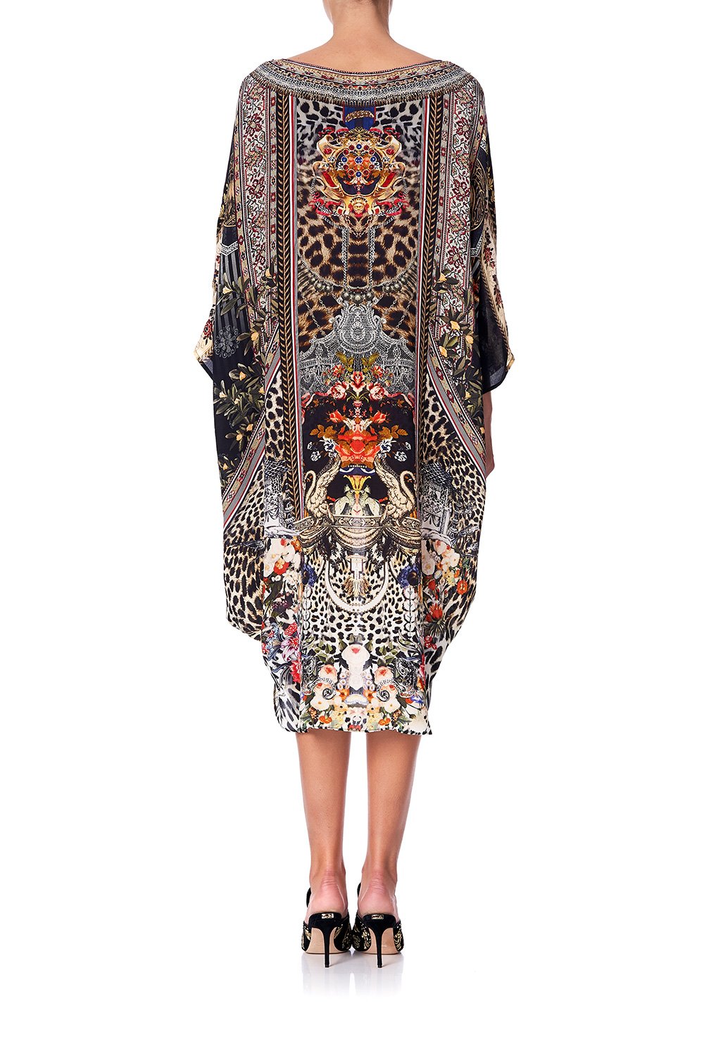 SCOOP BACK HEM DRESS MARAIS AT MIDNIGHT