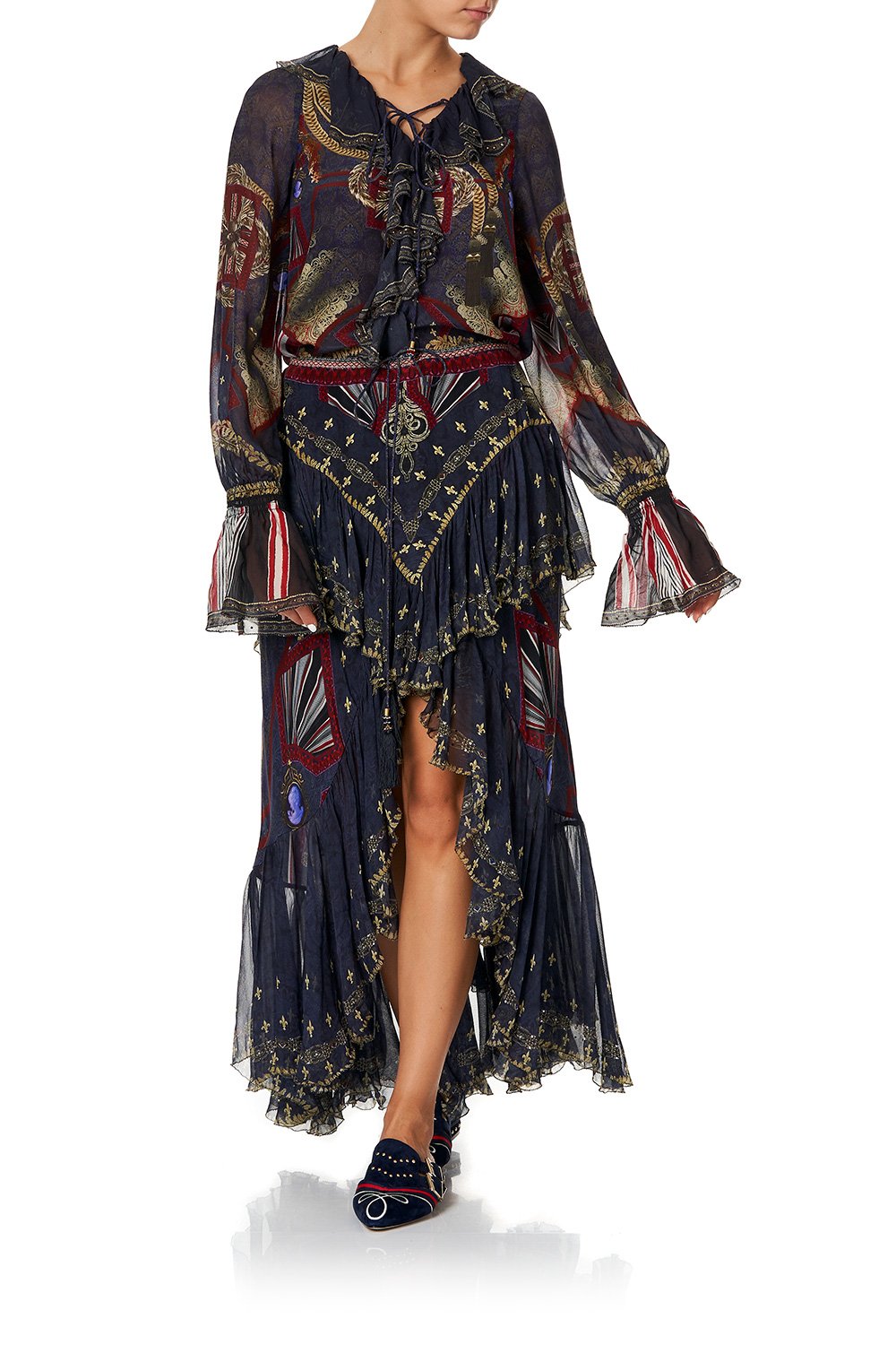 MAXI SKIRT WITH DOUBLE FRILL THIS CHARMING WOMAN