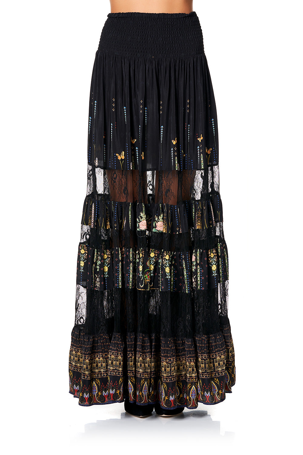 CAMILLA MAXI SKIRT WITH LACE INSERTS REBELLE REBELLE