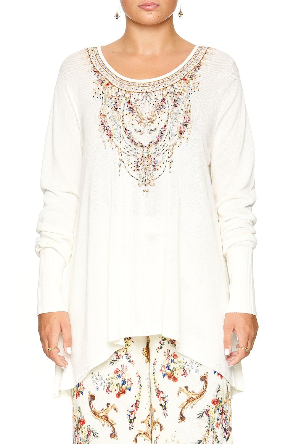 CAMILLA NECKLINE PRINT JUMPER IVORY