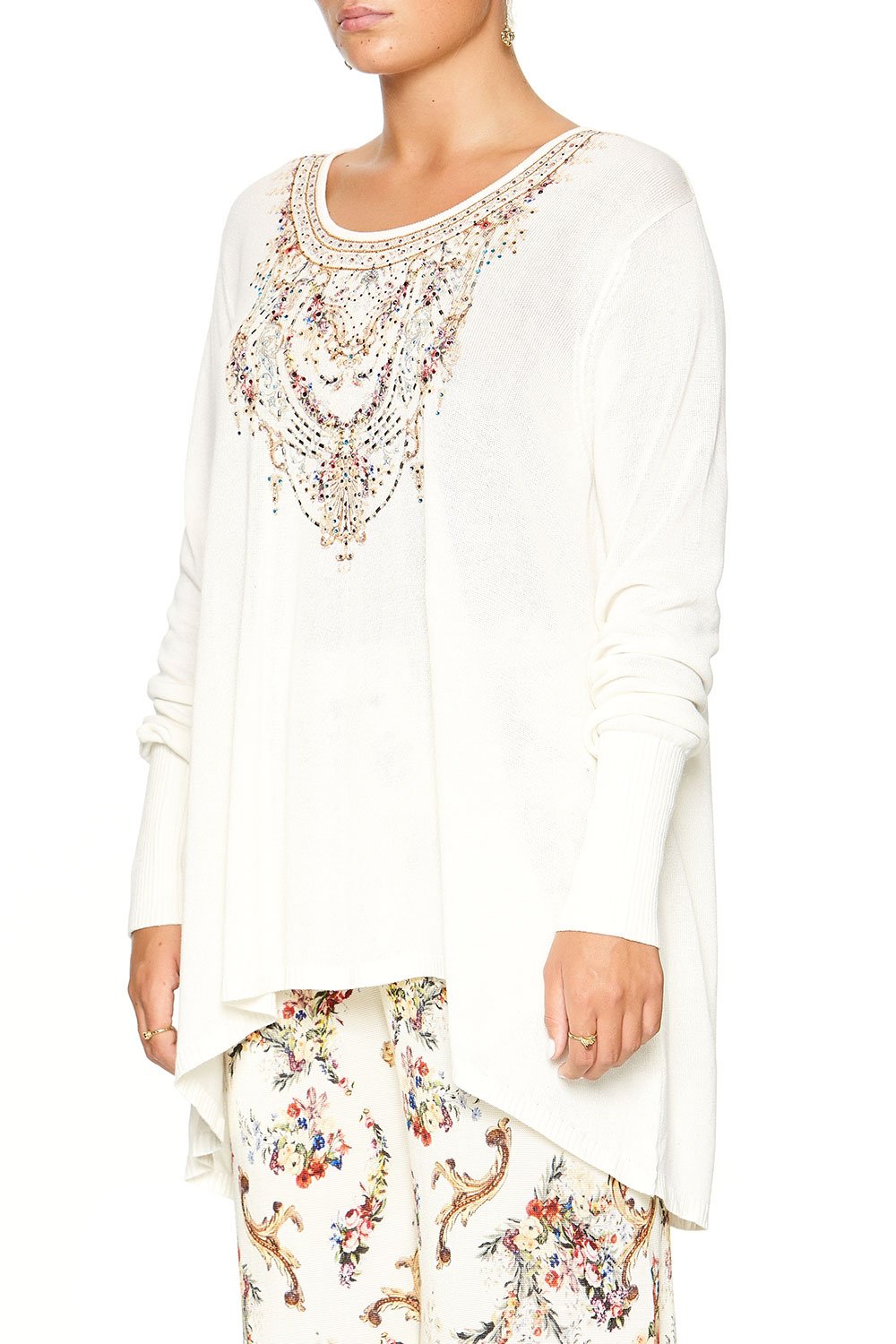 CAMILLA NECKLINE PRINT JUMPER IVORY