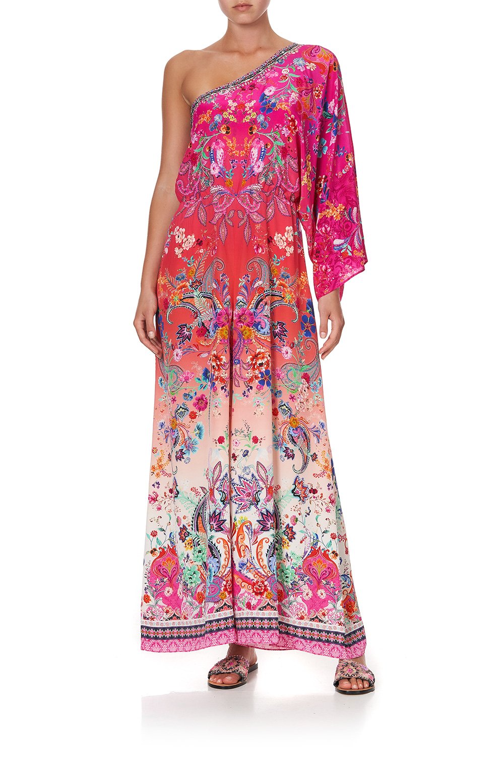 ONE SHOULDER FLARED JUMPSUIT FREE LOVE